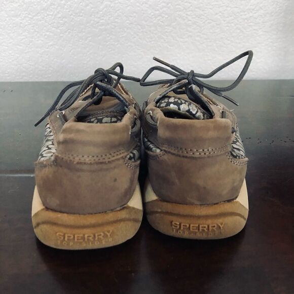 Sperry Cheetah Leopard Gray Boat Shoes 8 - Picture 6 of 7